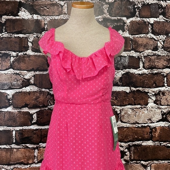 B. Smart Dress NWT Sleeveless Ruffles Knee Length Pink Junior 15 - Picture 8 of 16